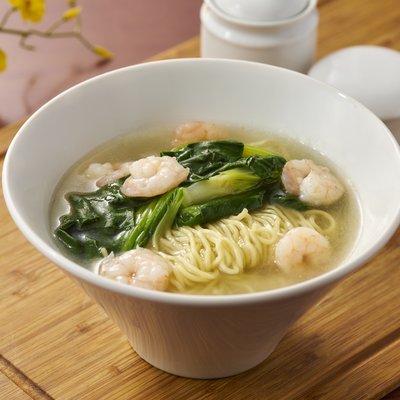海老と青菜のさっぱり麺とミニ鶏肉飯のセット